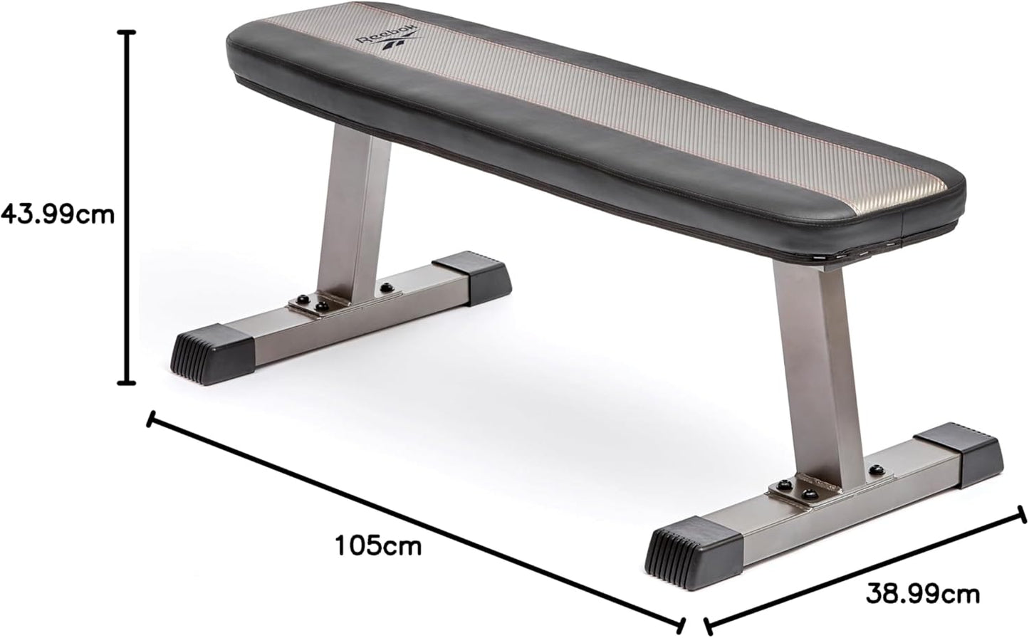 Reebok Flat Bench, 2.5” thick upholstered foam, Non-slip Feet, 3