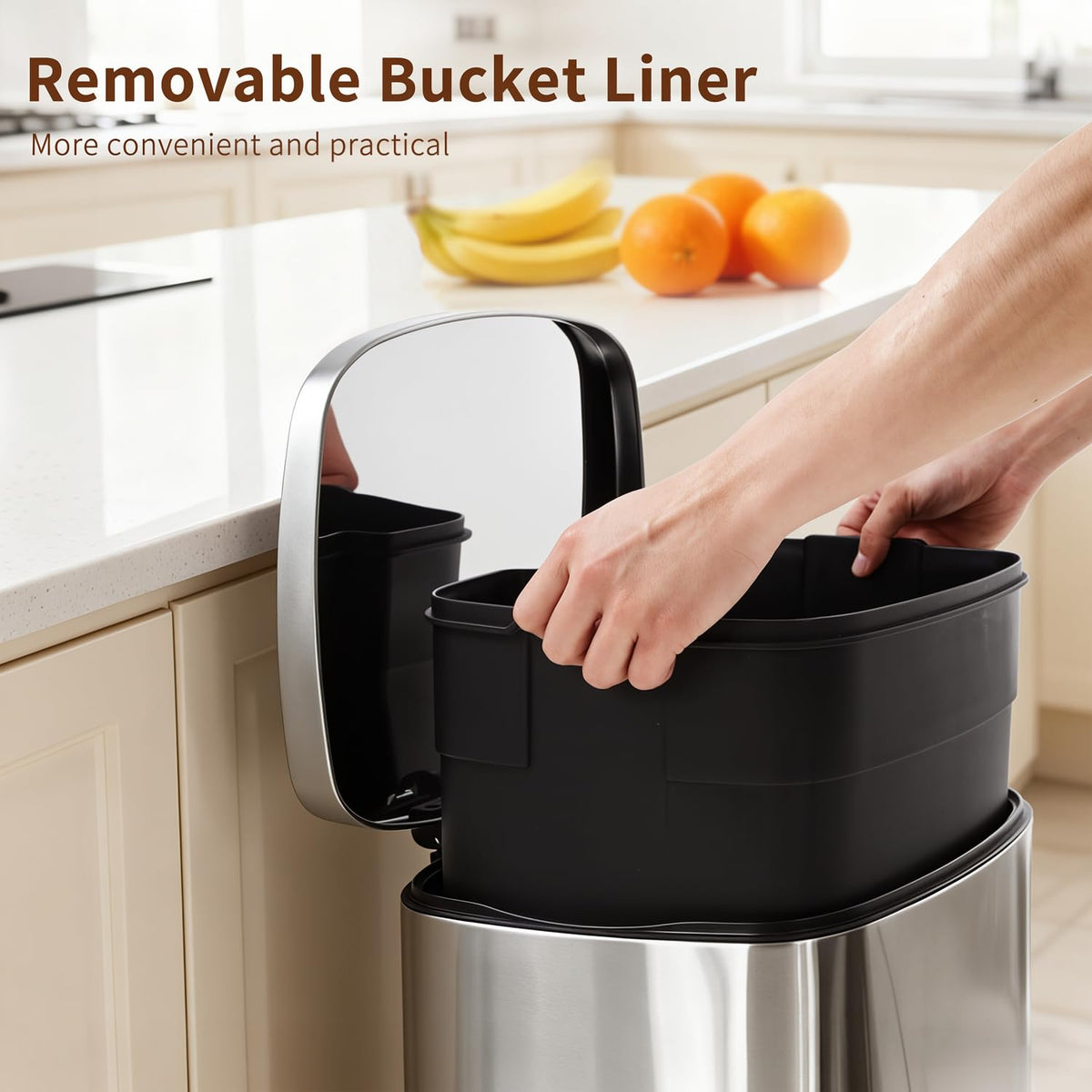PayLessHere 13‑Gallon Stainless Steel Kitchen Trash Can