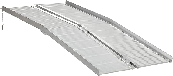 6ft Textured Aluminum Folding Ramp, Portable Threshold Ramp, Ste
