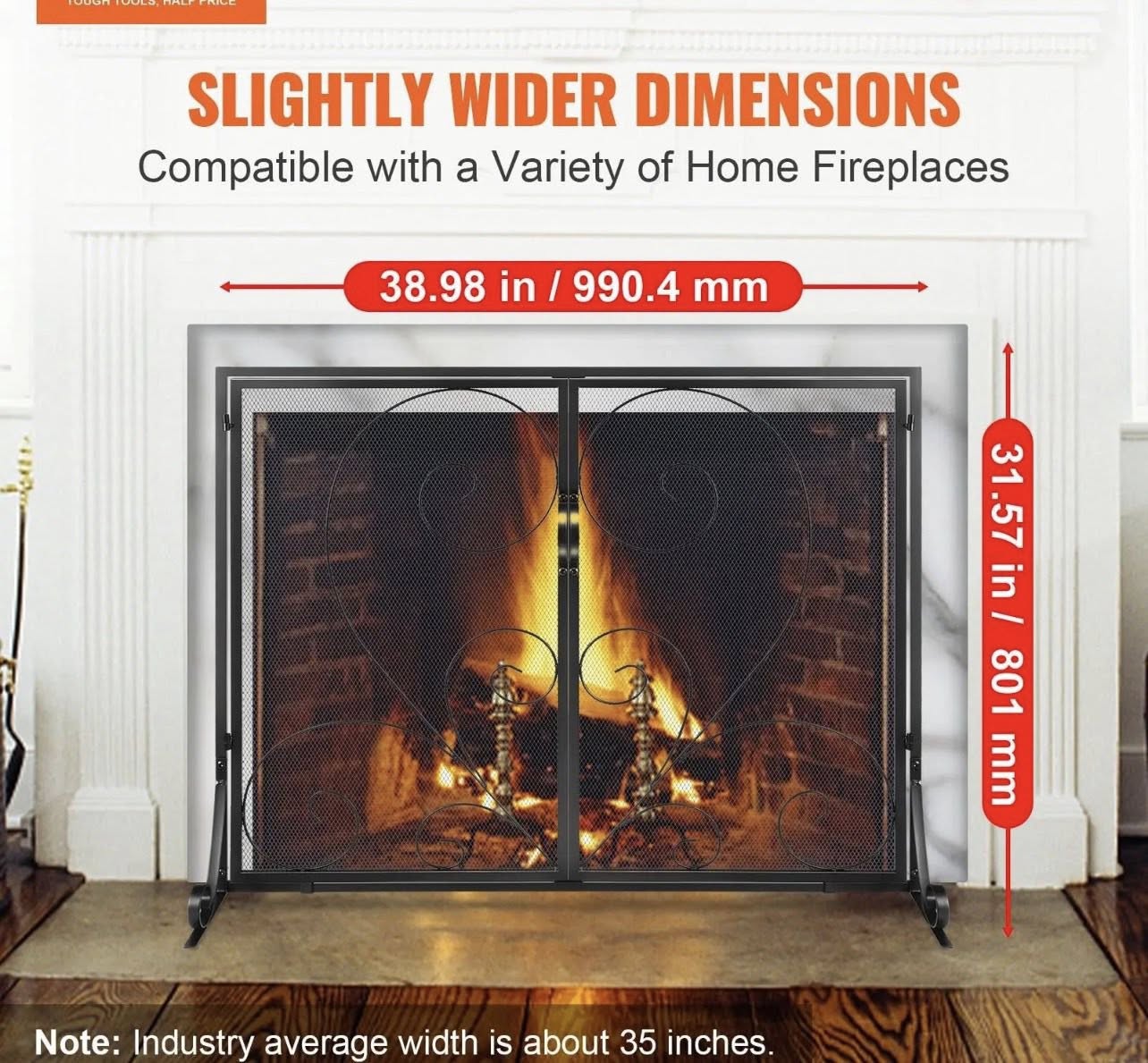 VEVOR 1-Panel Fireplace Screen with Door