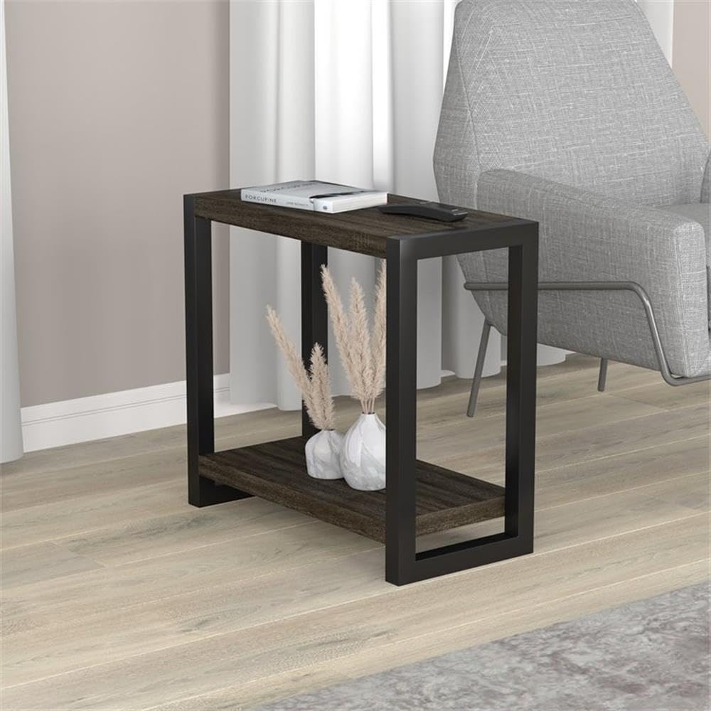 Safdie End Side Accent Table, Dark Grey
