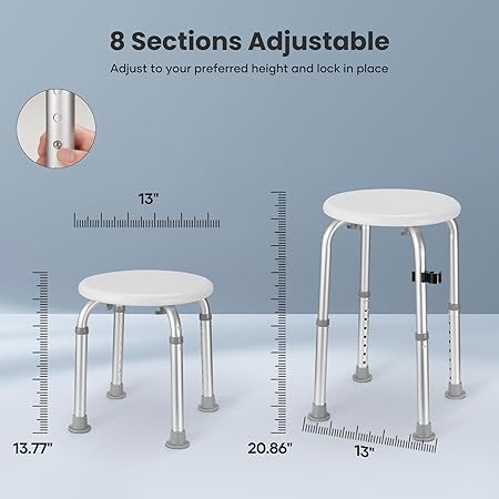 Careboda Adjustable Bath Chair for Inside Shower, Shower Stool with Upgraded Stainless Steel