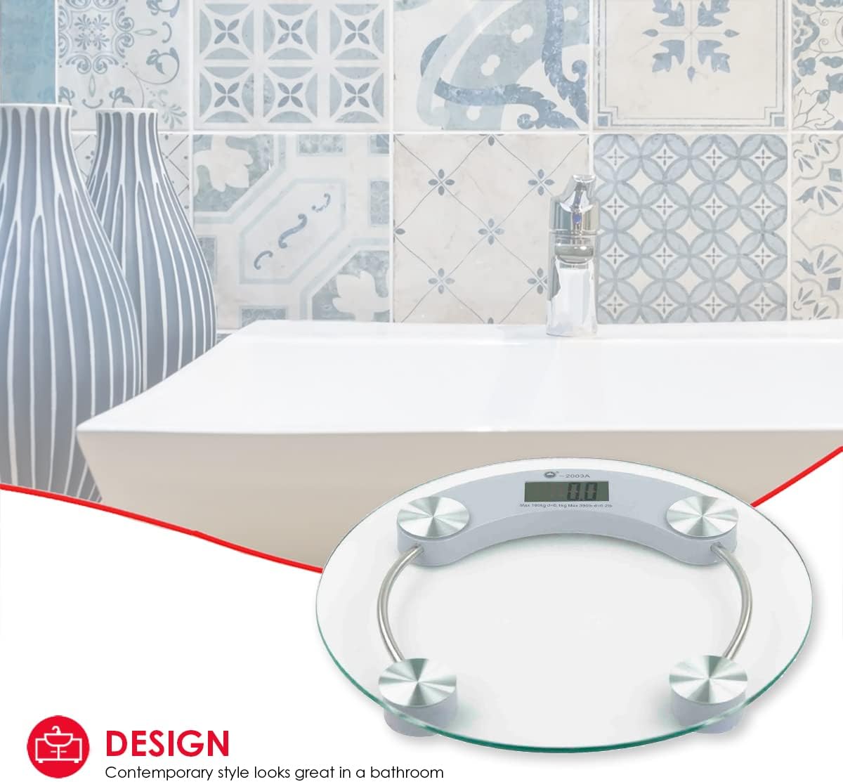 Round Digital Bathroom Scale – Modern Glass Design