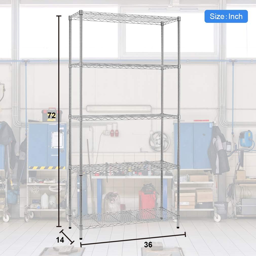 5 Tier Wire Shelving Unit Storage Shelves Metal Wire Shelf Stora