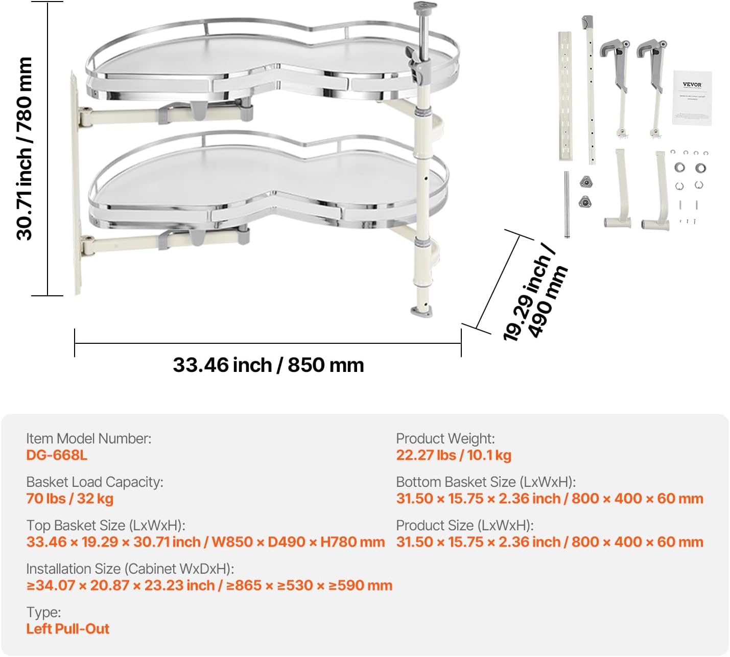 Swing Left Blind Corner Cabinet Organizer