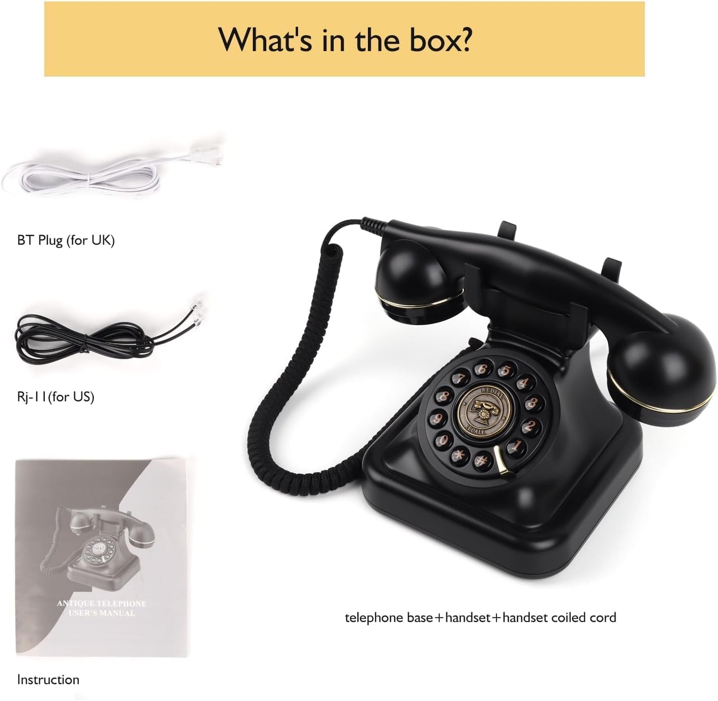 Rotary Corded Vintage Phone – Classic Black