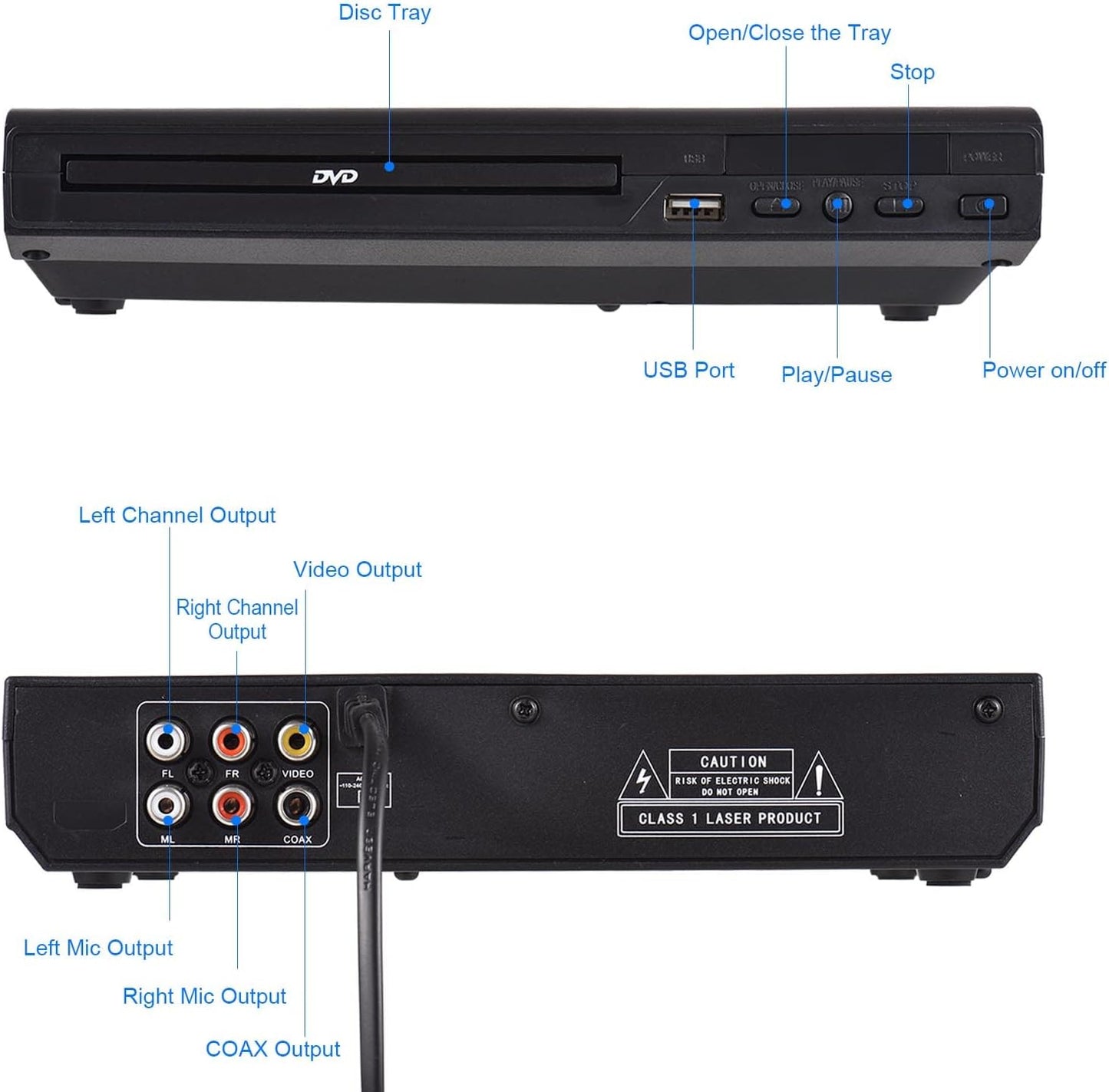 DVD-225 Home DVD/CD Player Digital AV Output, Remote Control