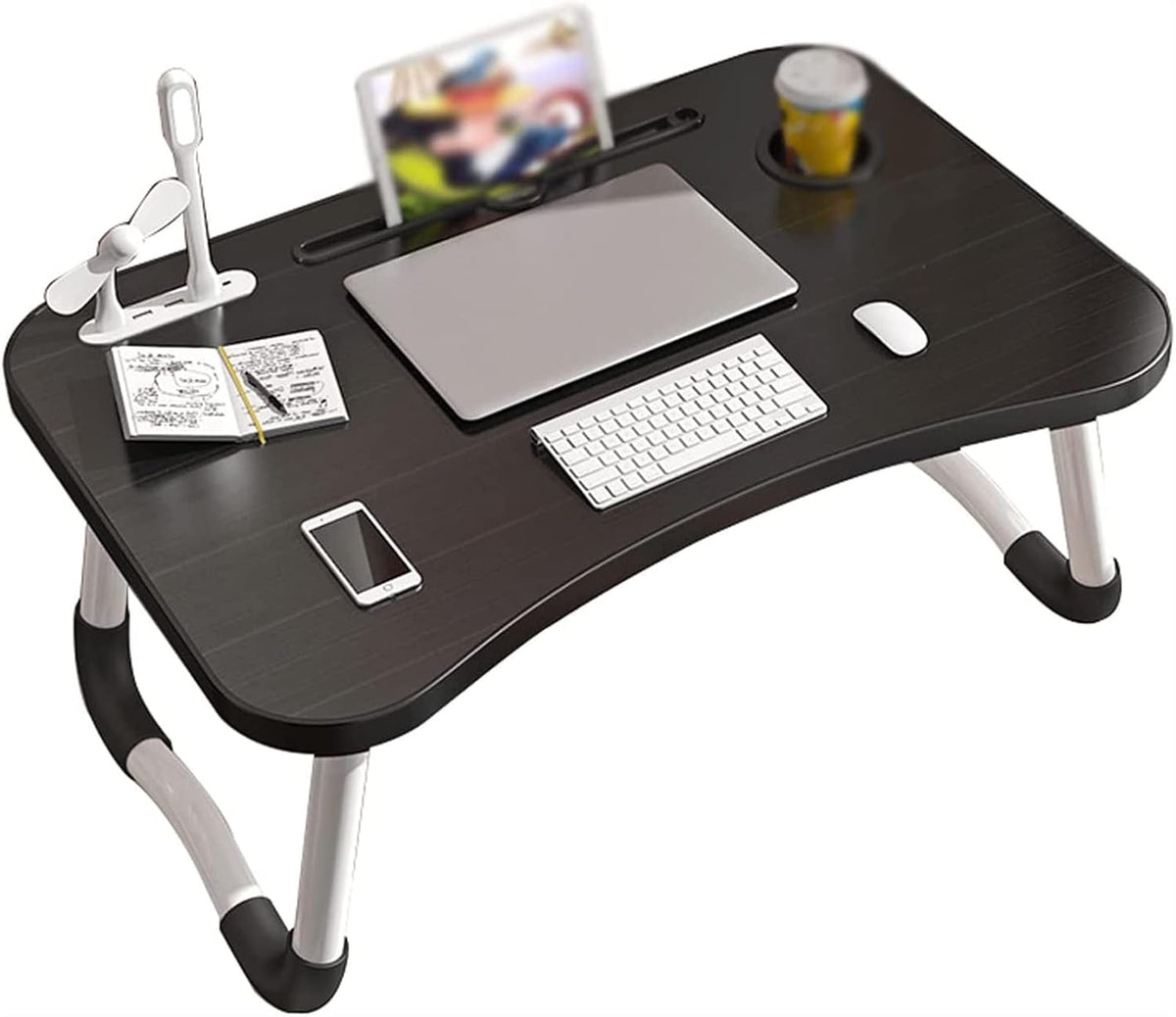Foldable Portable Laptop Bed/Table/Desk with USB Charge Port and Cup Holder for Eating Reading and Working