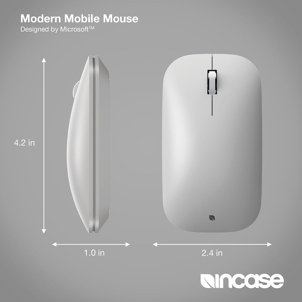 Incase Designed by Microsoft Modern Mobile Bluetooth BlueTrack Mouse- Black / Platinum