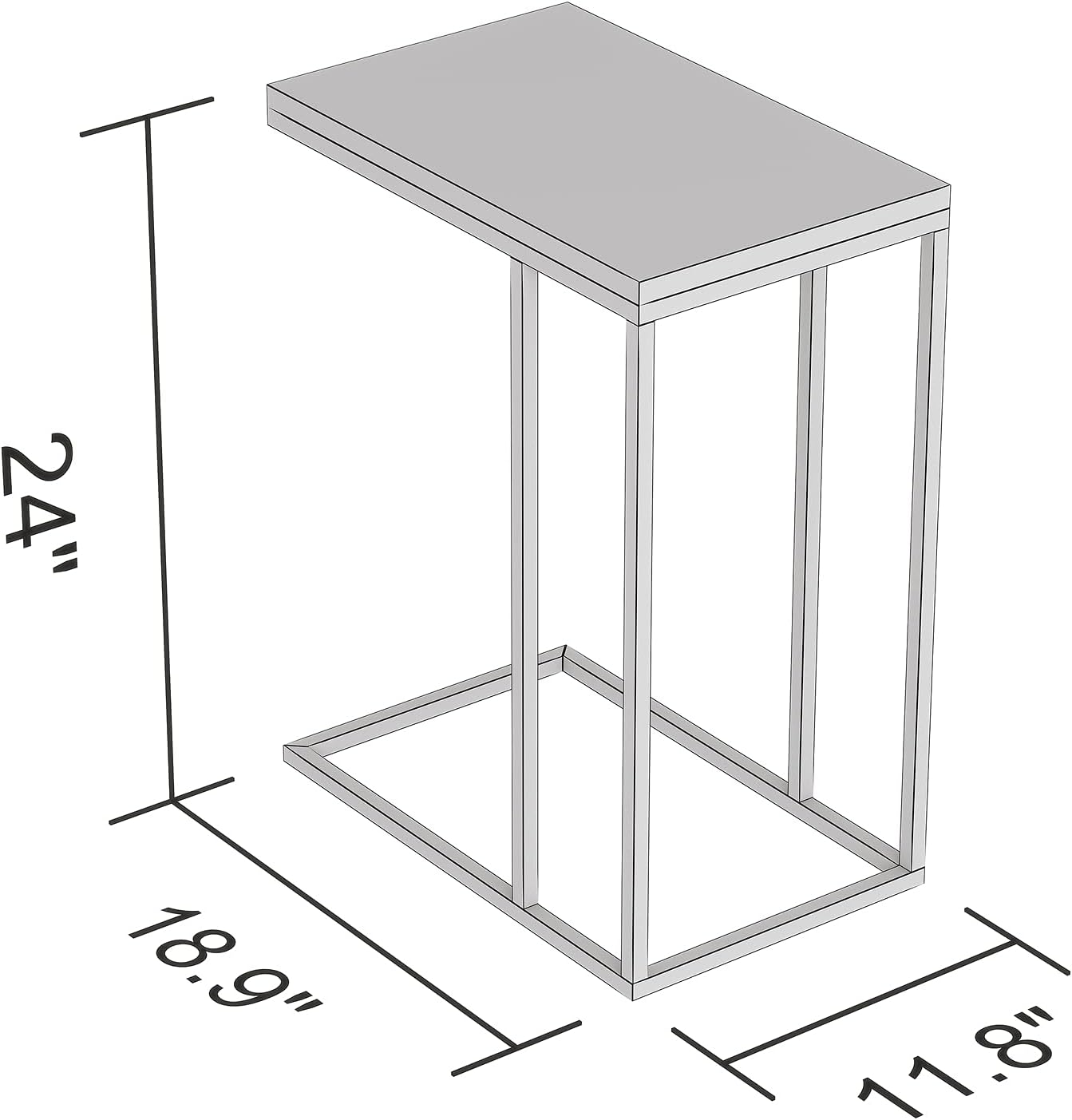 Modern C‐Shaped Side Table – Black Metal Frame