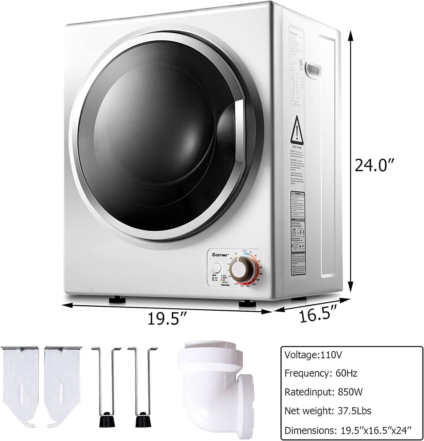 110V Electric Portable Clothes Stainless Steel Tub Laundry Dryer