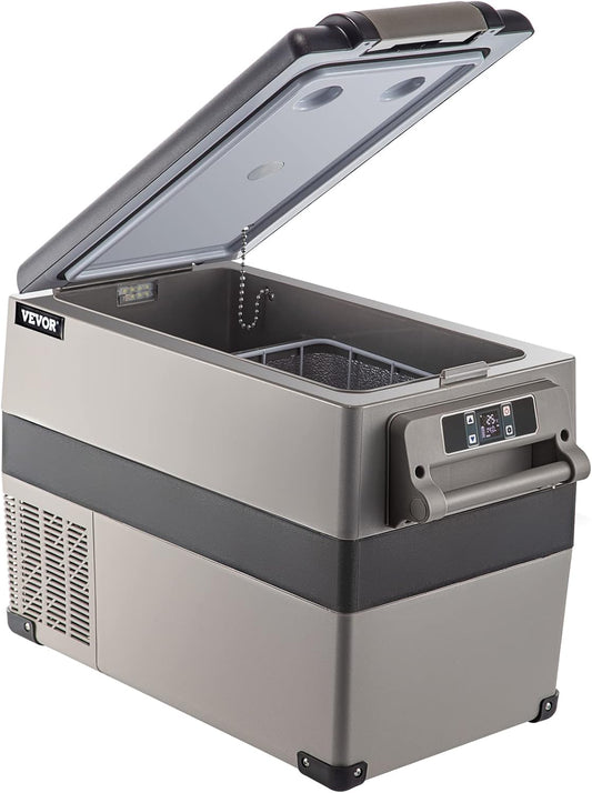 VEVOR 45L Portable Car Refrigerator 48 Quart LG Compact RV Fridge 12/24V DC & 110-240V AC Vehicle Car Truck Boat Mini Electric Freezer for Driving Travel Fishing Outdoor and Home Use -4°F-68°F