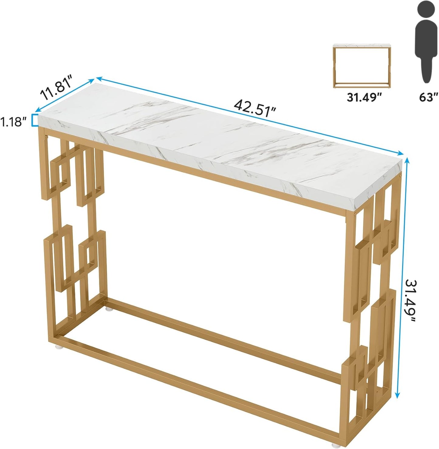 Tribesigns Gold Console Table, Modern 42.5" Sofa Tables Entryway