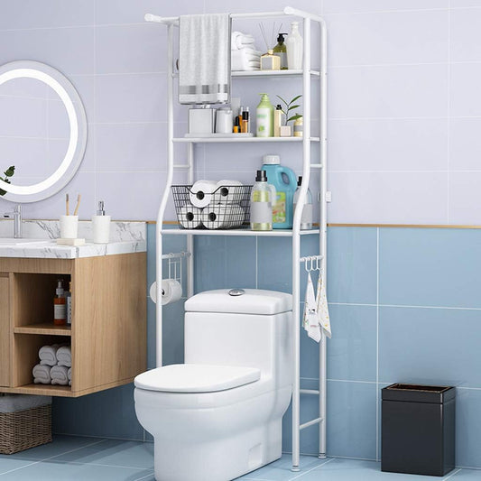 3‐Shelf Over‐The‐Toilet Storage Rack with Hanging Rod & TP Hold