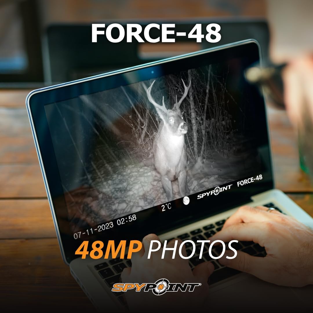 SPYPOINT Force 48 Trail Camera, Non-Cellular, 48MP Photo 720p Video w/ 48 Low-Glow LEDs for Image Quality Day or Night, 80’ Flash Range, 80’ Detection Range, LCD Setup Screen