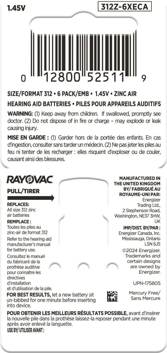 RAYOVAC® Extra Size 312 Hearing Aid Batteries