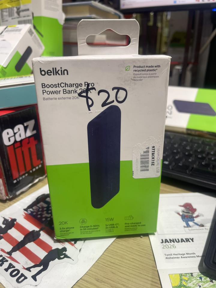 Belkin Portable Charger – 20,000 mAh Power Bank (Blue)