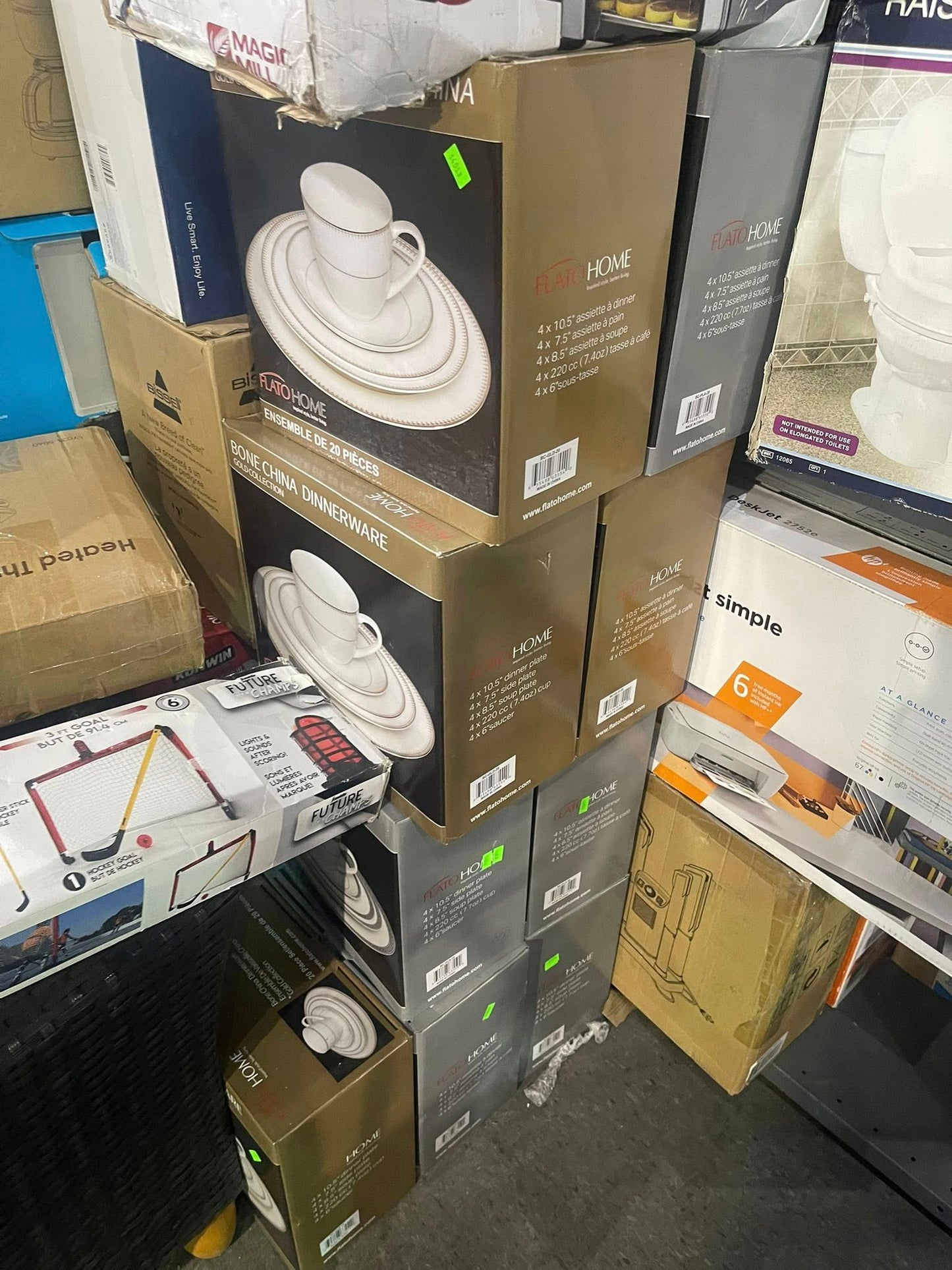 Bone China 20‑Piece Round Dinnerware Set  Silver  Gold