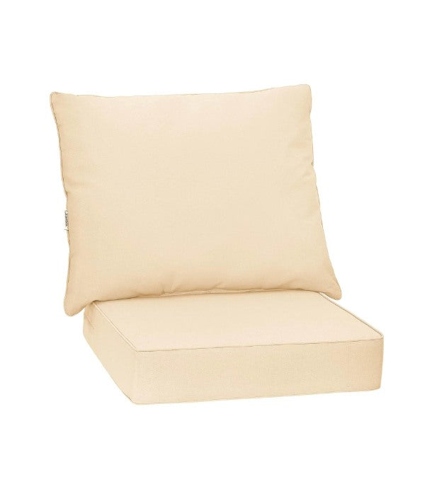 2PCS Chair Cushion Set – Indoor/Outdoor Seat Pads with Rope Belts & Detachable Back Cushion (Beige)