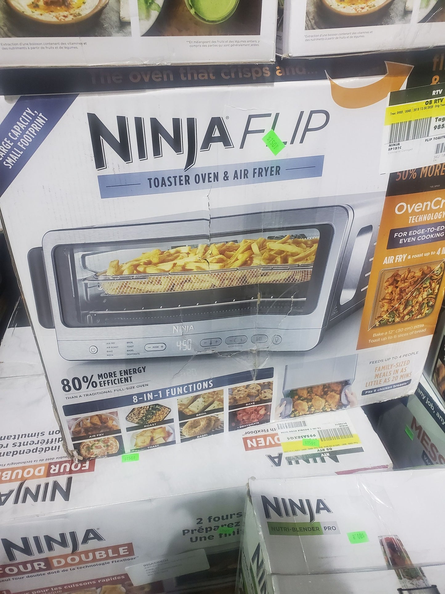 Ninja Flip Toaster 8‑in‑1 Oven & Air Fryer – 13.3L / 14.1 Qt – Stainless Steel