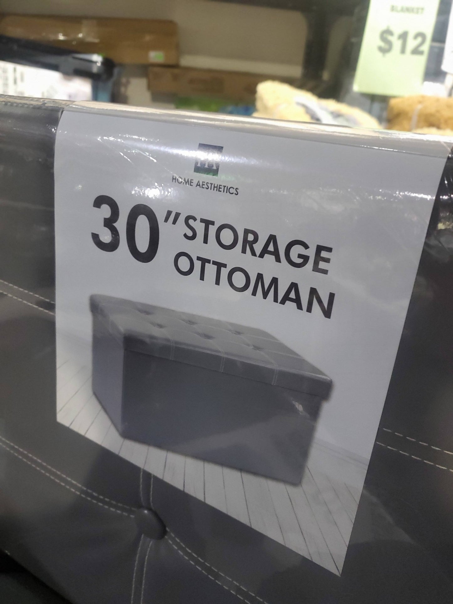 30" Storage Ottoman/ Fabric/Leather  — BRAND NEW