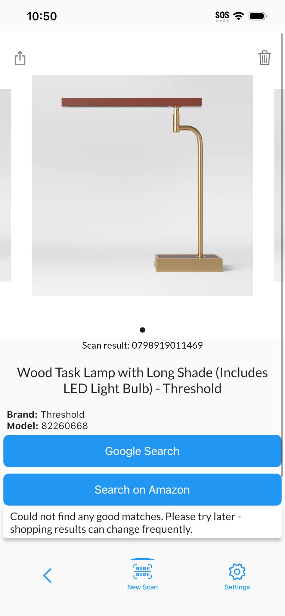 ED Barrett Desk Lamp Walnut/Brass Touch Sensor, USB Port,
