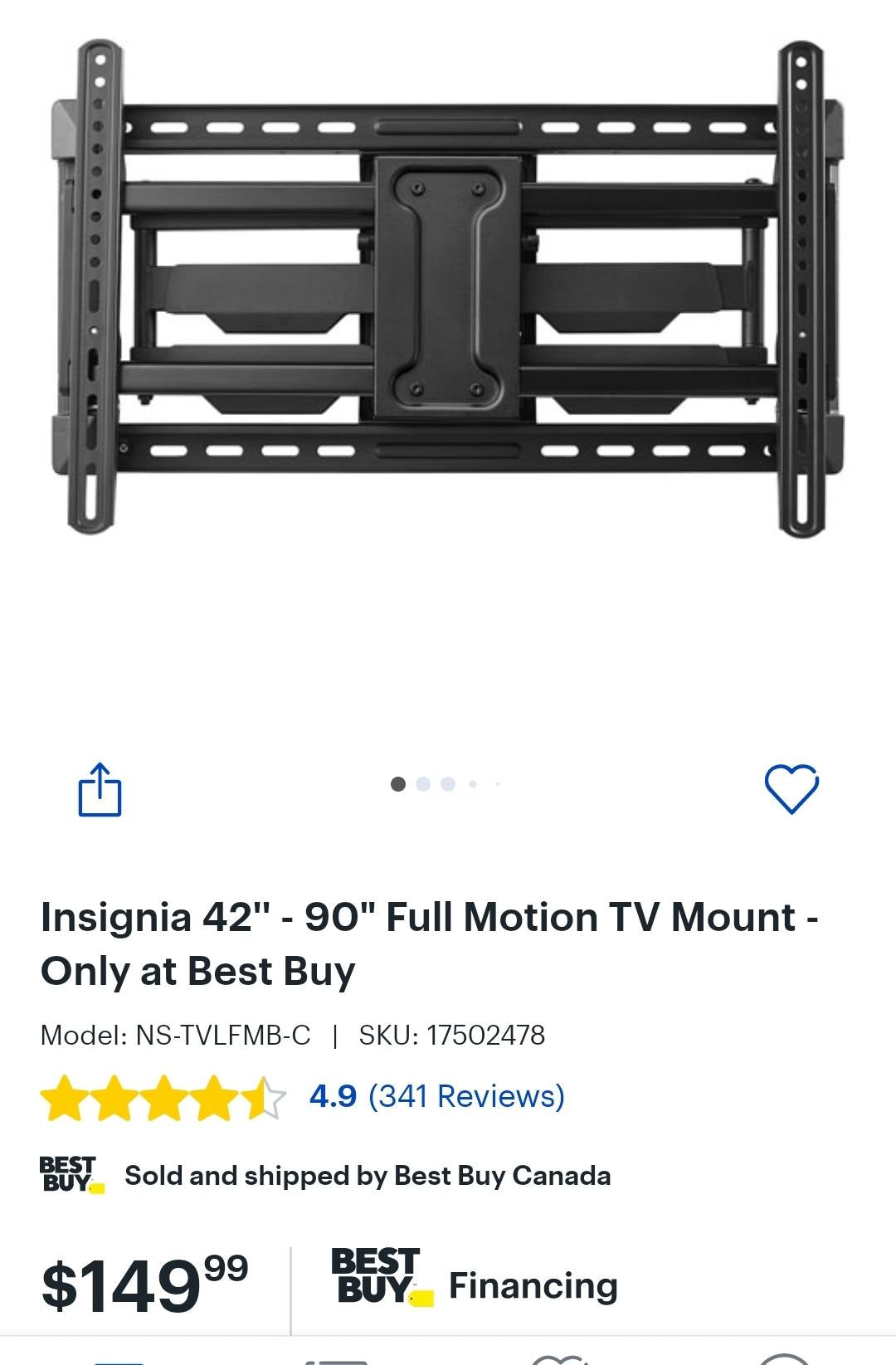Insignia 42" – 90" Full Motion TV Wall Mount