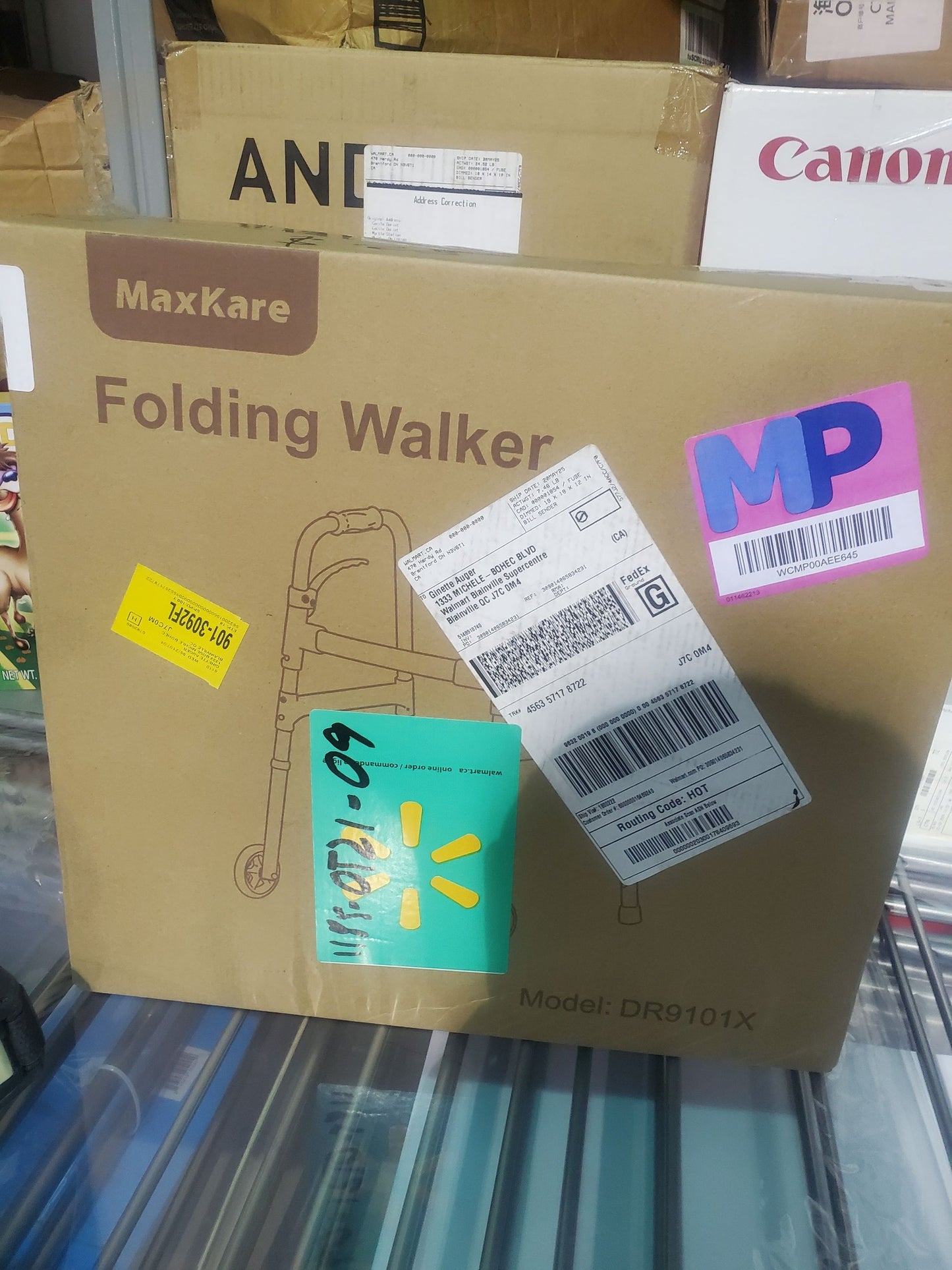 MaxKare Folding Walker with Wheels – Adjustable Height
