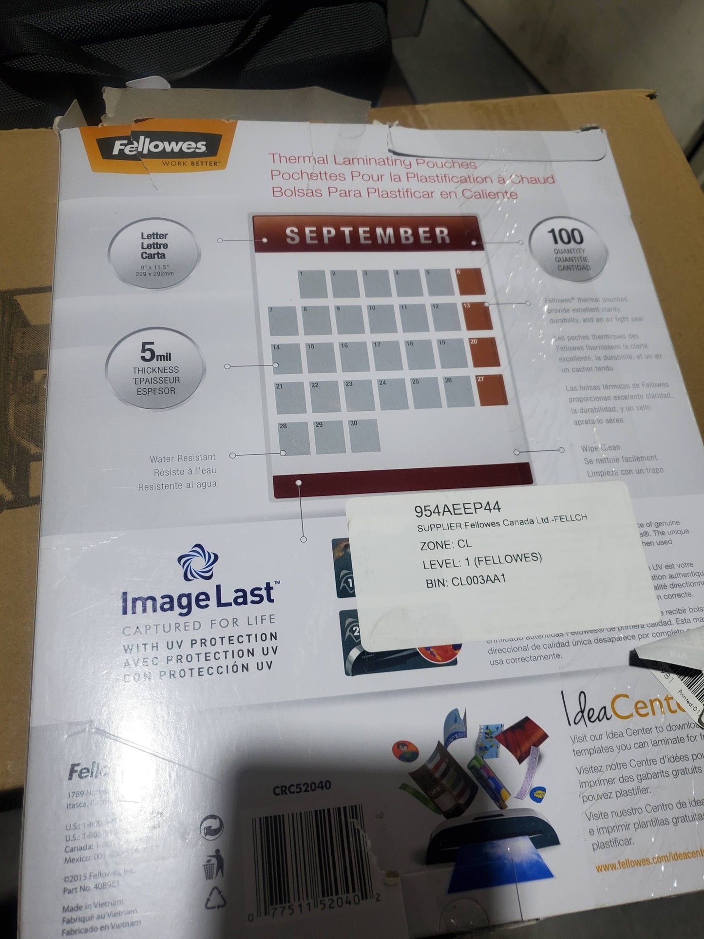 Fellowes Glossy Laminating Pouches – Letter Size, 5 mil, 100 Pack