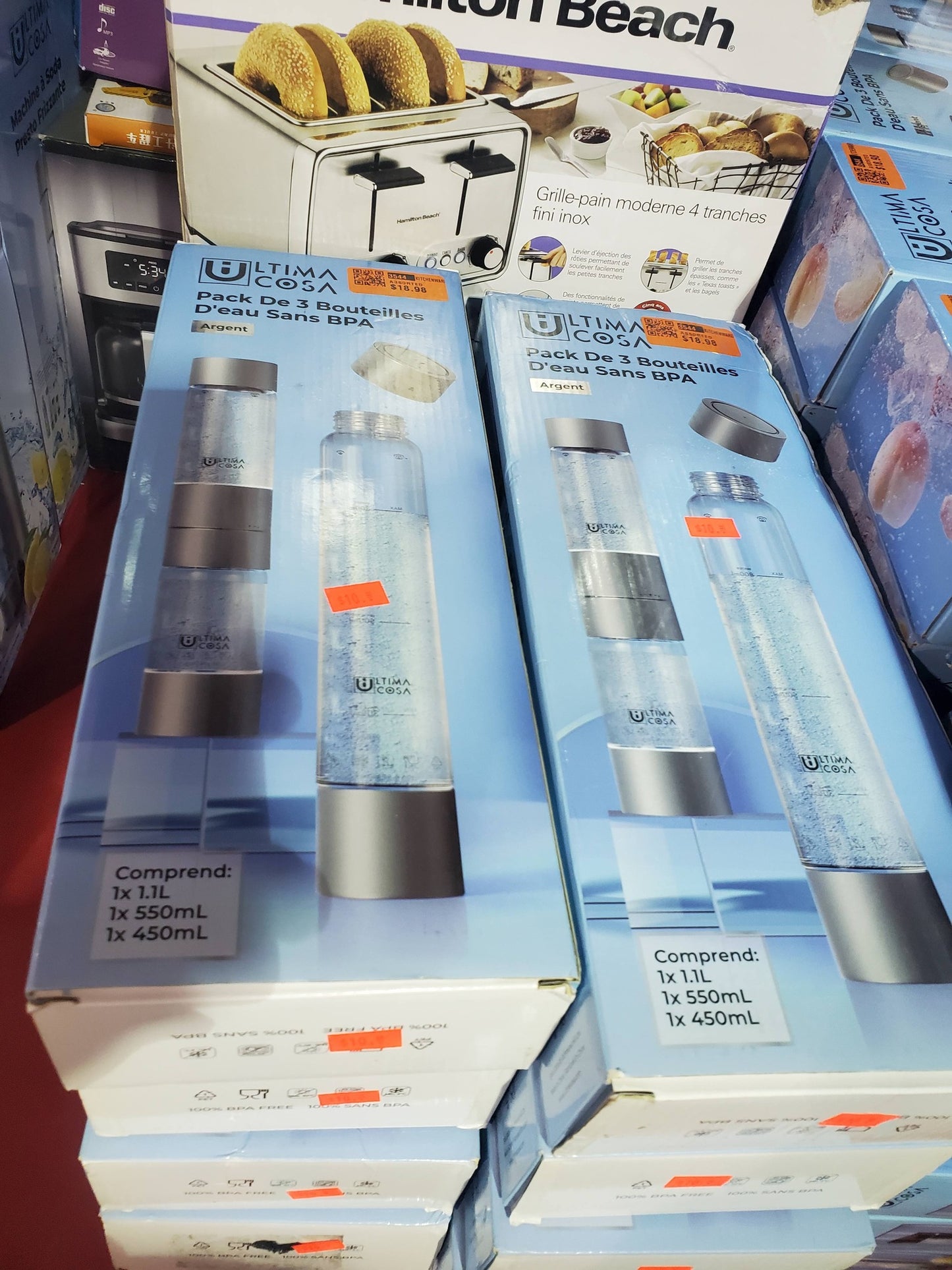Ultima Cosa 3‑Pack BPA‑Free Water Bottles – Black / Silver