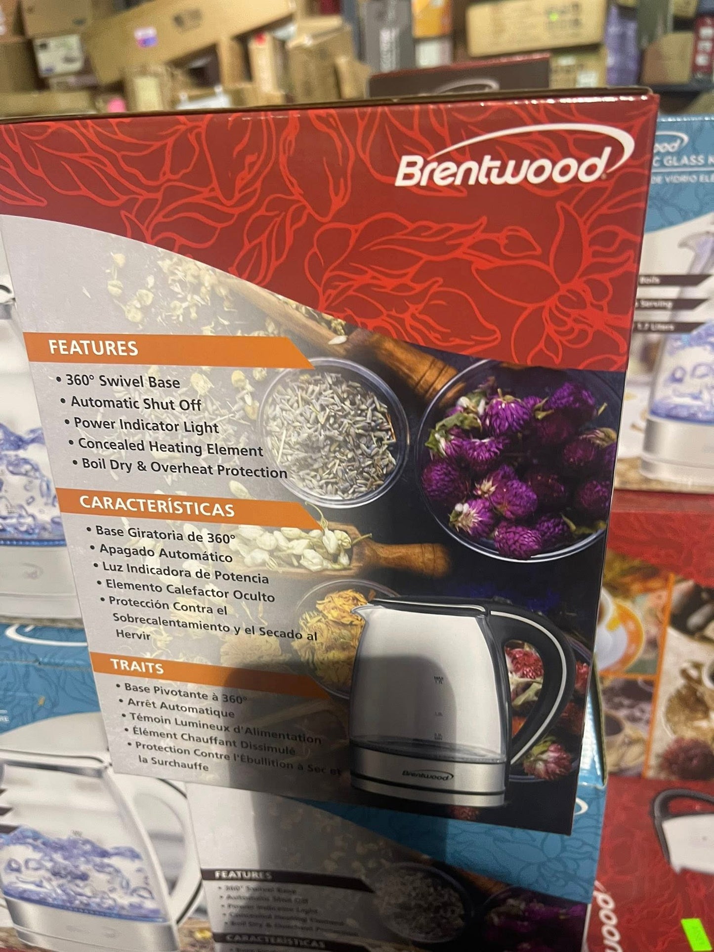 Brentwood 1.7L Cordless Glass Electric Kettle