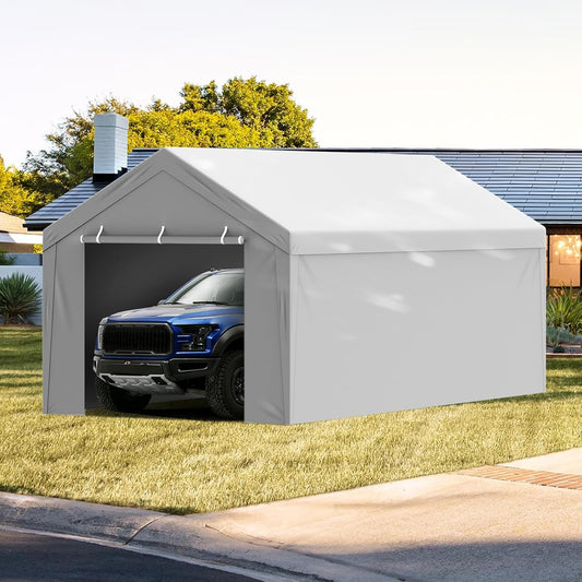 Carport Replacement Canopy Cover Top + Side Wall 10 x 20 ft, Garage Tent Shelter Tarp Heavy-Duty Waterproof & UV Protected, Easy Installation (Frame Not Included)