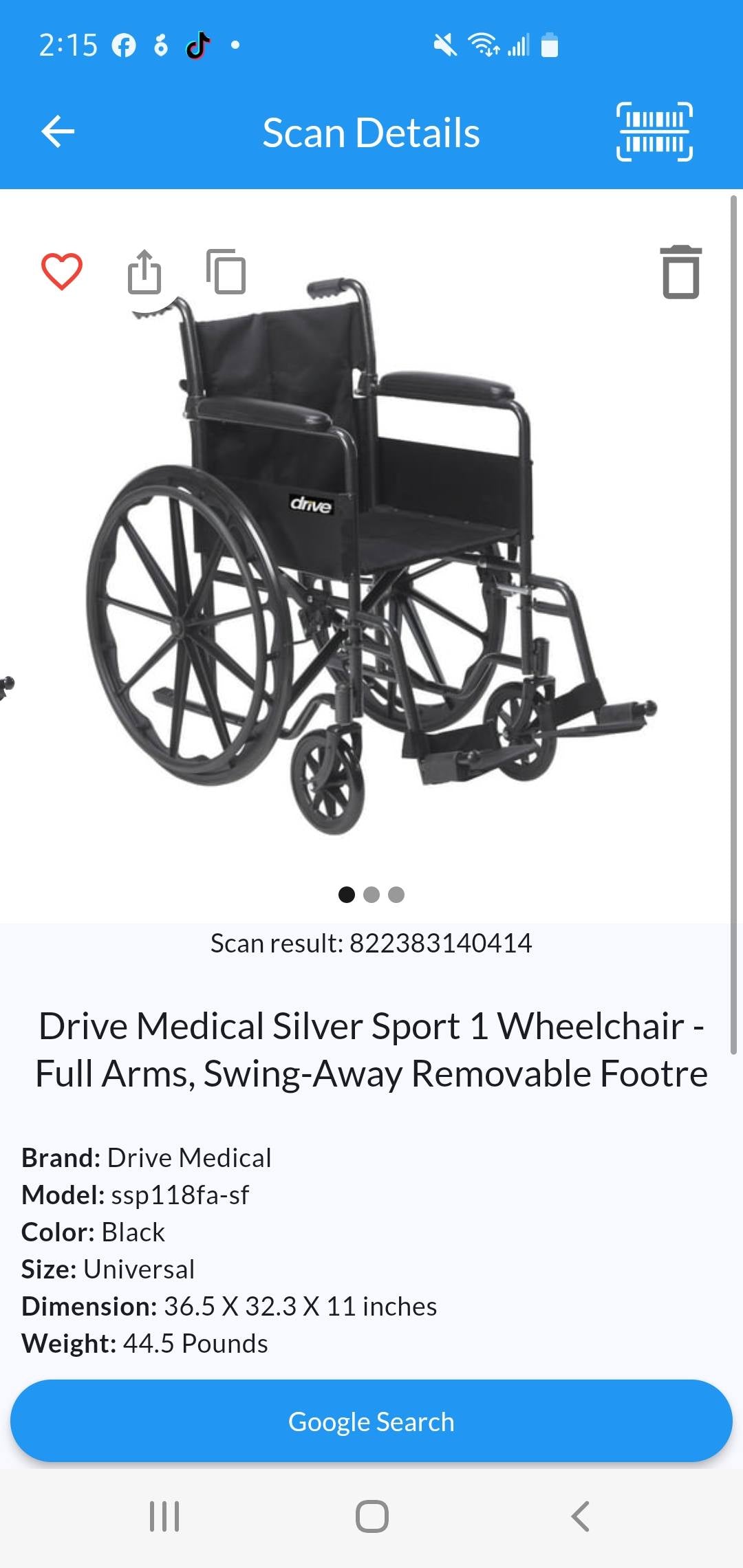 Silver Sport 1 Wheelchair – Swing‑Away Footrests, Full Arms