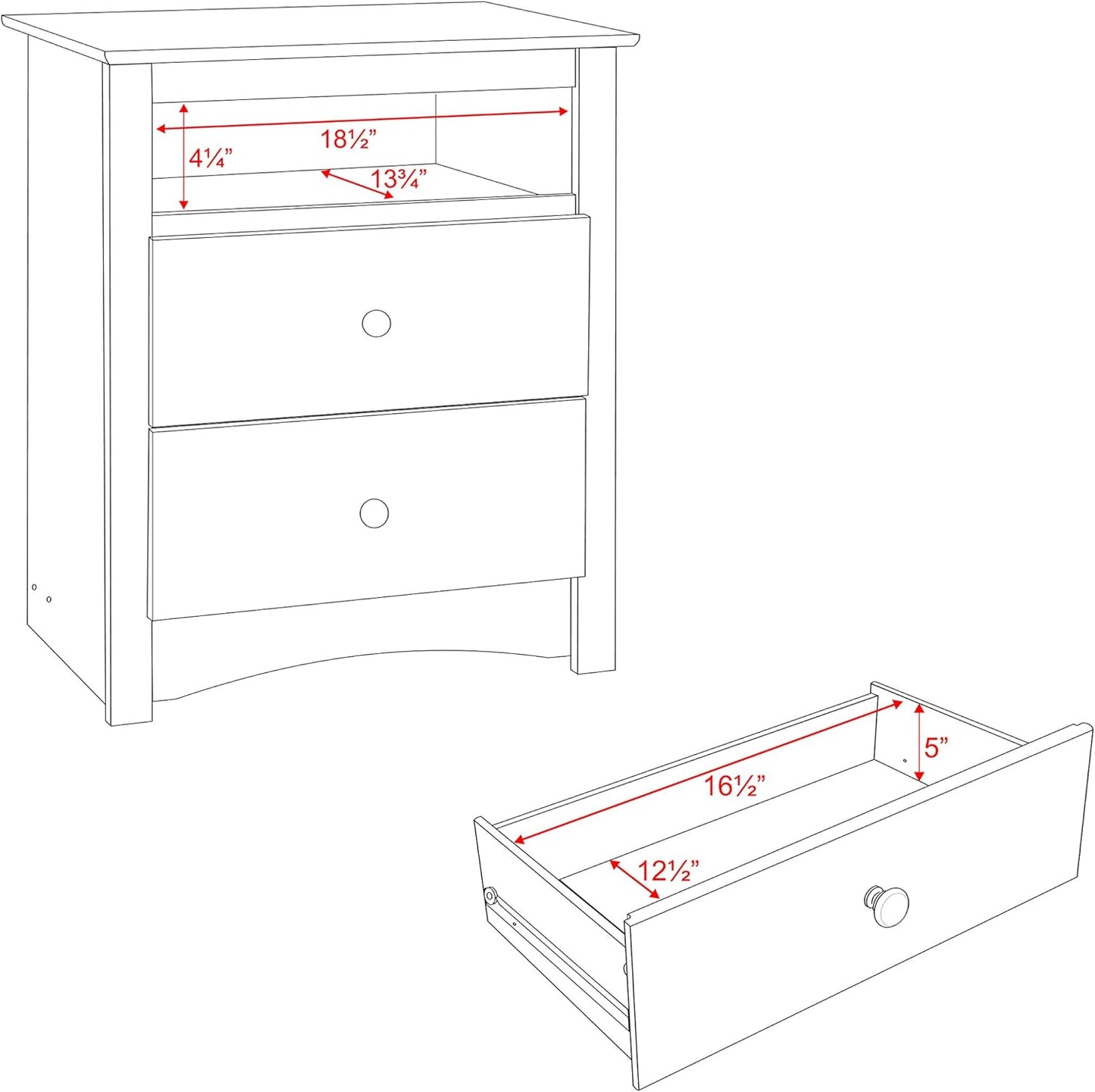 Prepac Fremont 2-Drawer Nightstand – Espresso