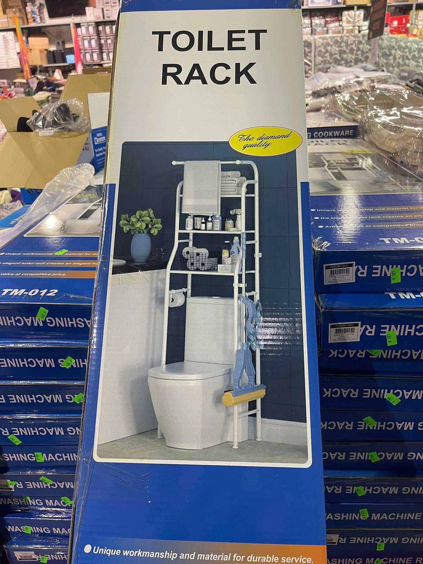 3‐Shelf Over‐The‐Toilet Storage Rack with Hanging Rod & TP Hold