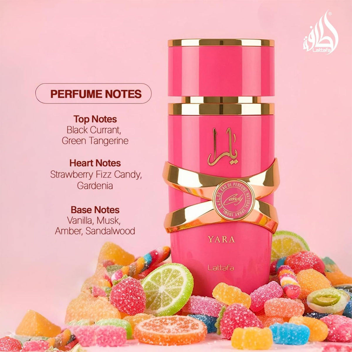 Lattafa Yara Candy for Women Eau de Parfum Spray, 3.4 Ounce / 100 ml