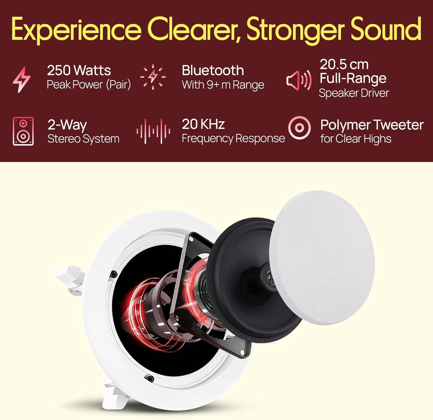 Pyle 8” Bluetooth Ceiling / Wall Mount Speakers (Pair)