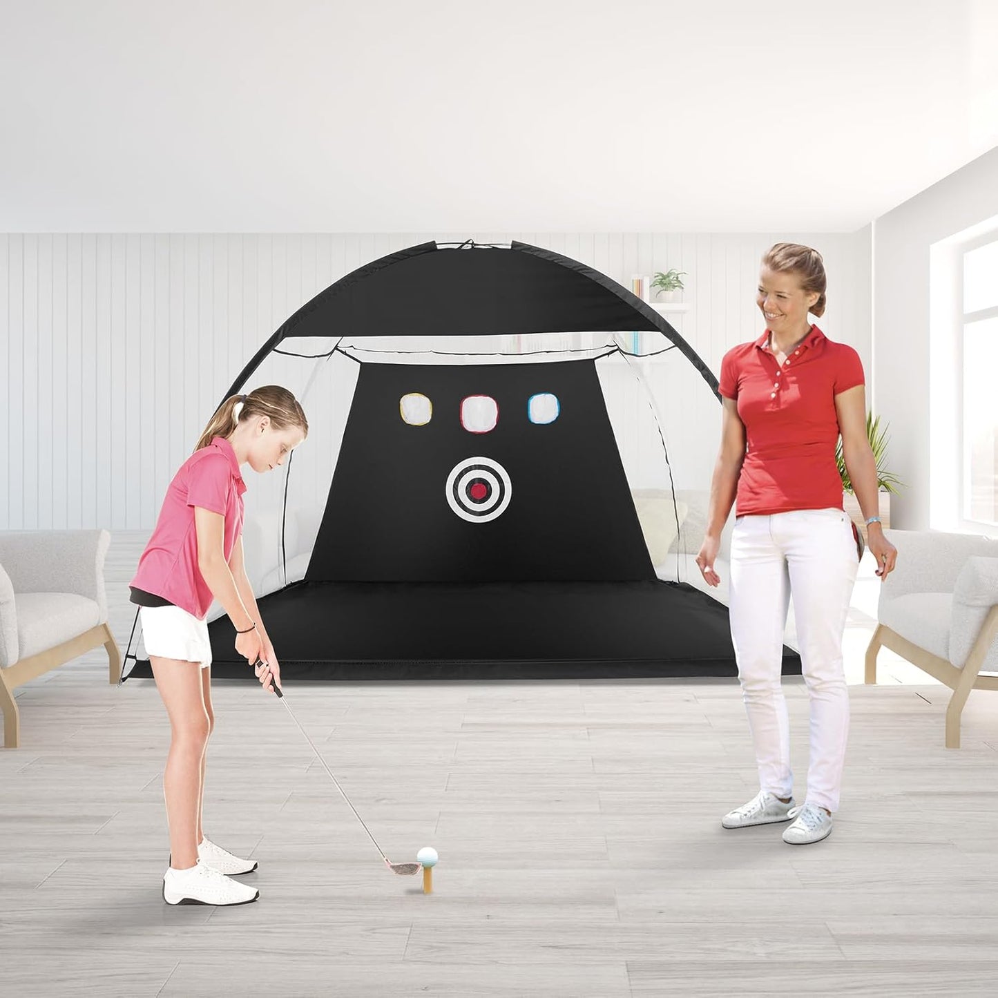 All in 1 Golf Practice Net - 10x7ft Indoor/Outdoor Swing Trainin
