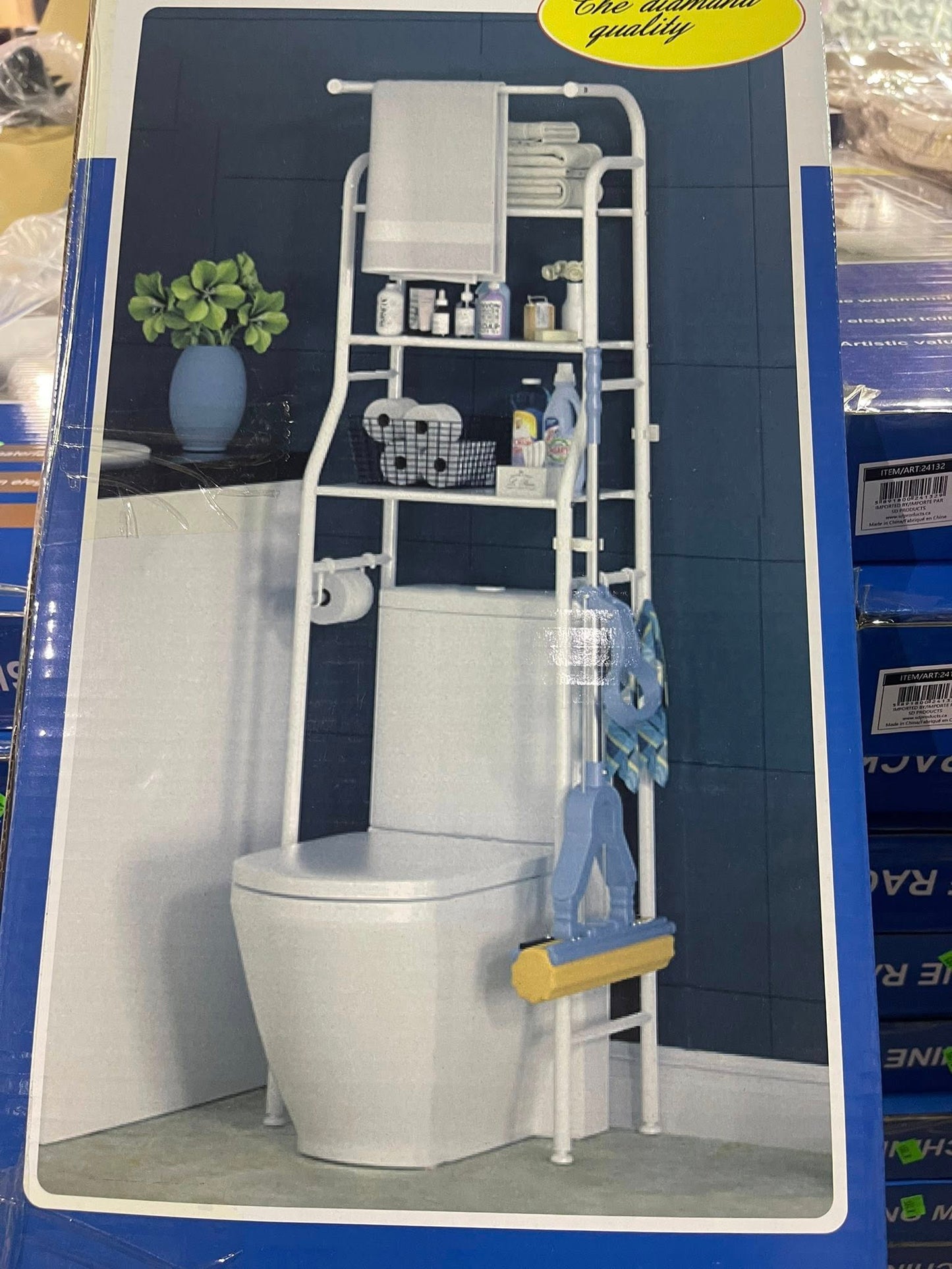 3‐Shelf Over‐The‐Toilet Storage Rack with Hanging Rod & TP Hold