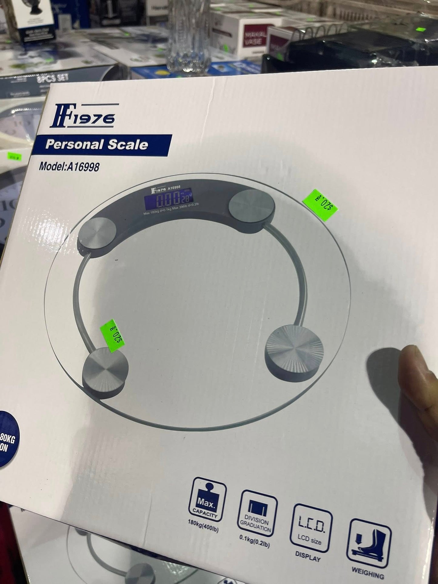 Round Digital Bathroom Scale – Modern Glass Design