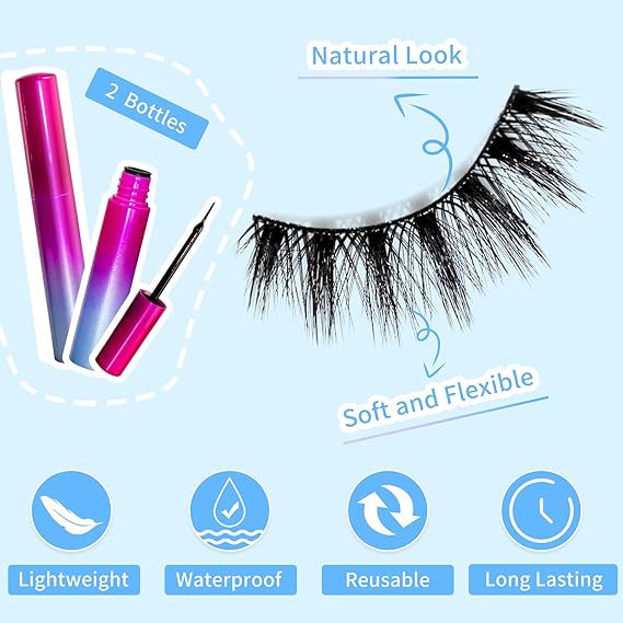 Magnetic Eyelashes Kit - Long Lasting & Reusable Lashes, Natural Look, 14 Pairs False Eyelashes with Magnetic Eyeliner & Tweezers, Easy to Wear, No Glue Needed