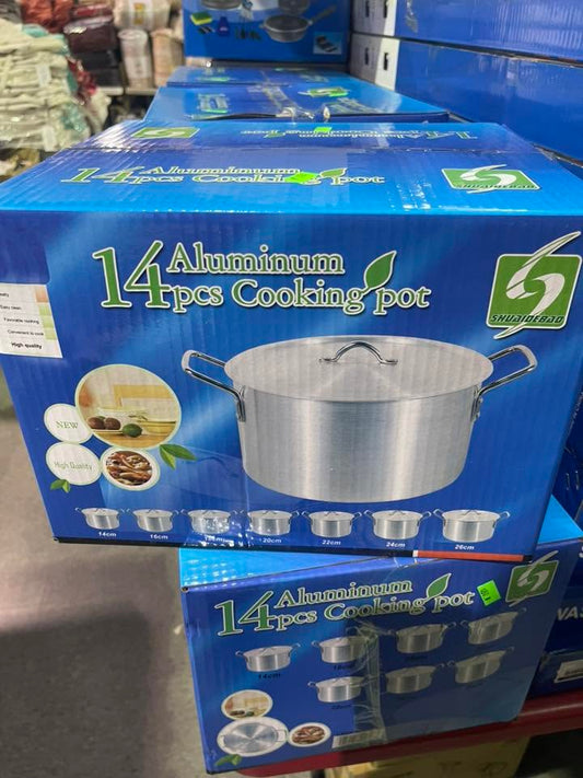 OD 14‑Piece Aluminium Cooking Pot Set (14–26 cm)