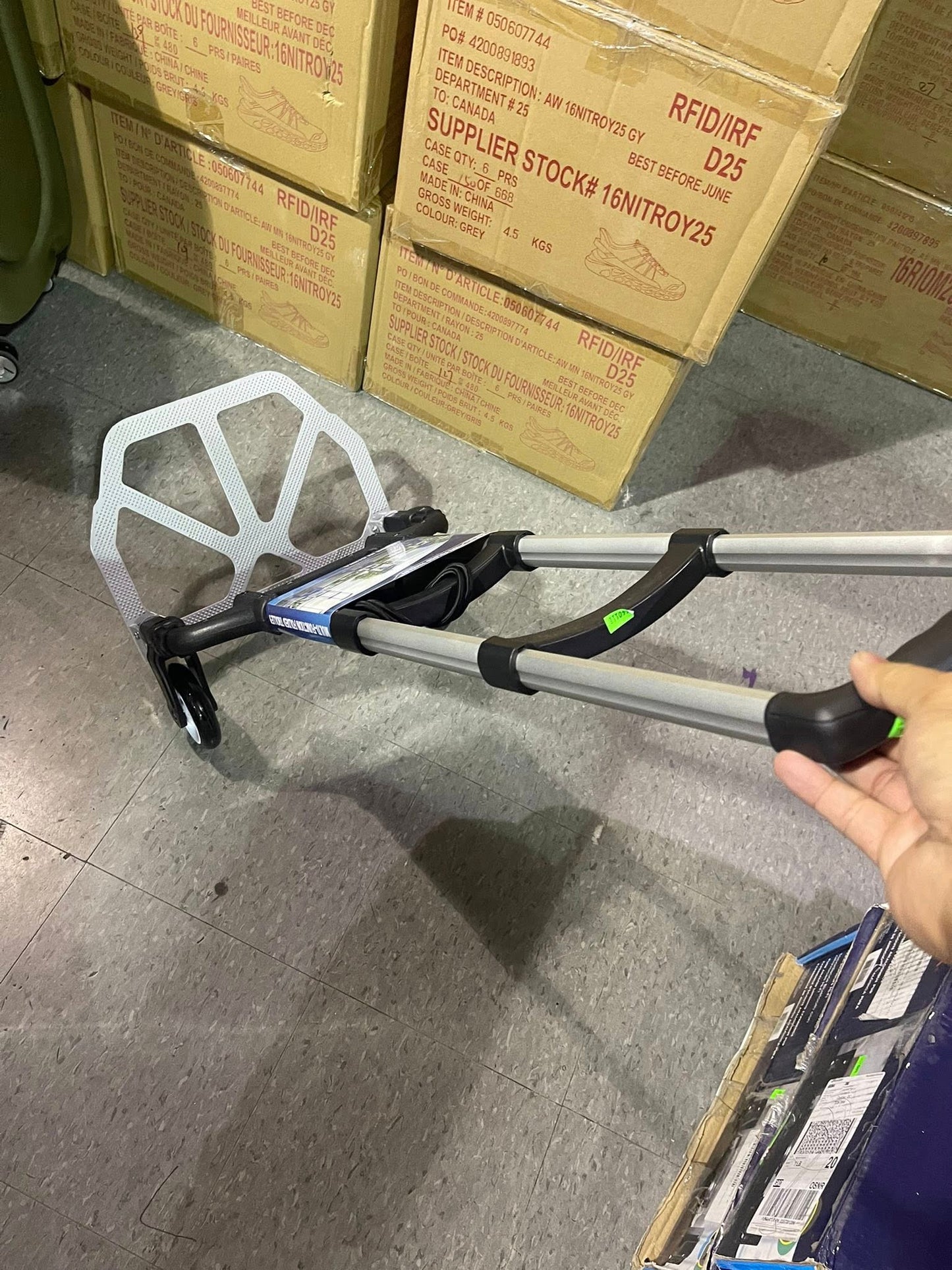 Folding Shopping Cart, Luggage Trolley 2 Wheels and Adjustable Aluminium Folding