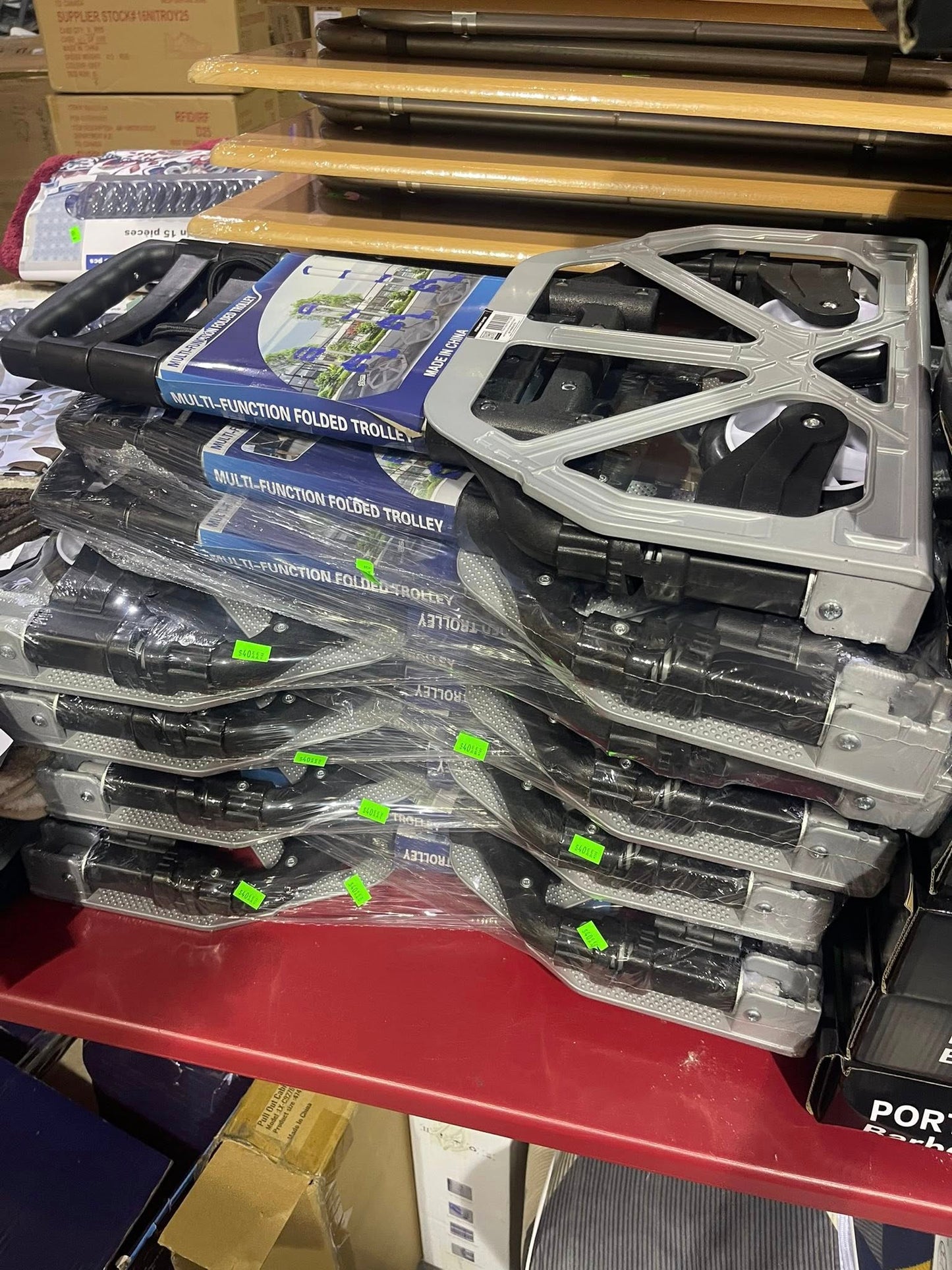 Folding Shopping Cart, Luggage Trolley 2 Wheels and Adjustable Aluminium Folding
