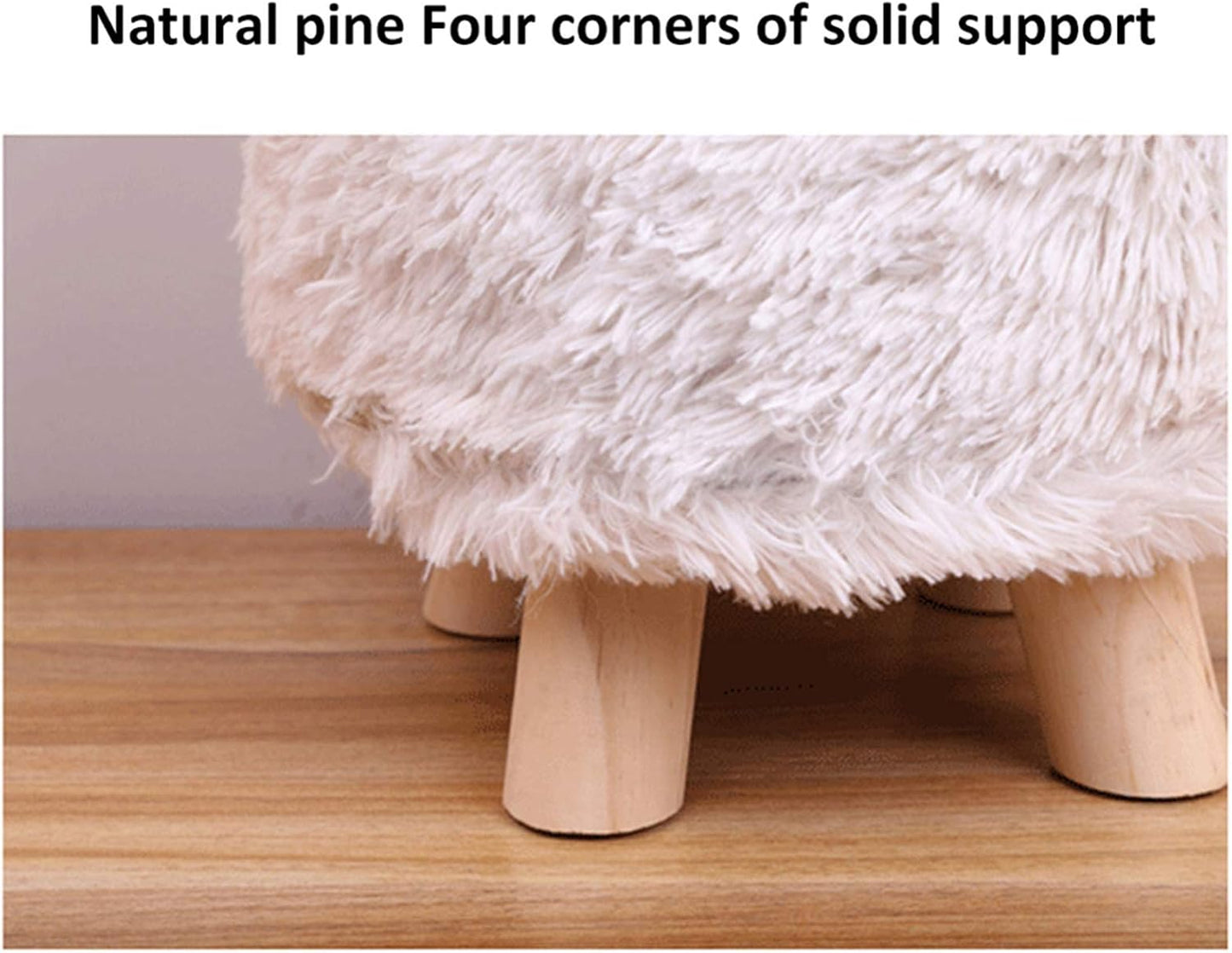 Round Foot Stool with Wooden Legs – Pink, Black & White