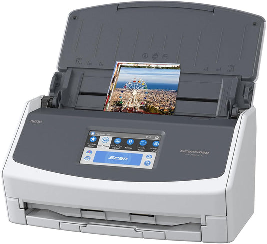 ScanSnap iX1600 Wireless or USB High-Speed Cloud Enabled Document, Photo & Receipt Scanner with Large Touchscreen and Auto Document Feeder for Mac or PC, White