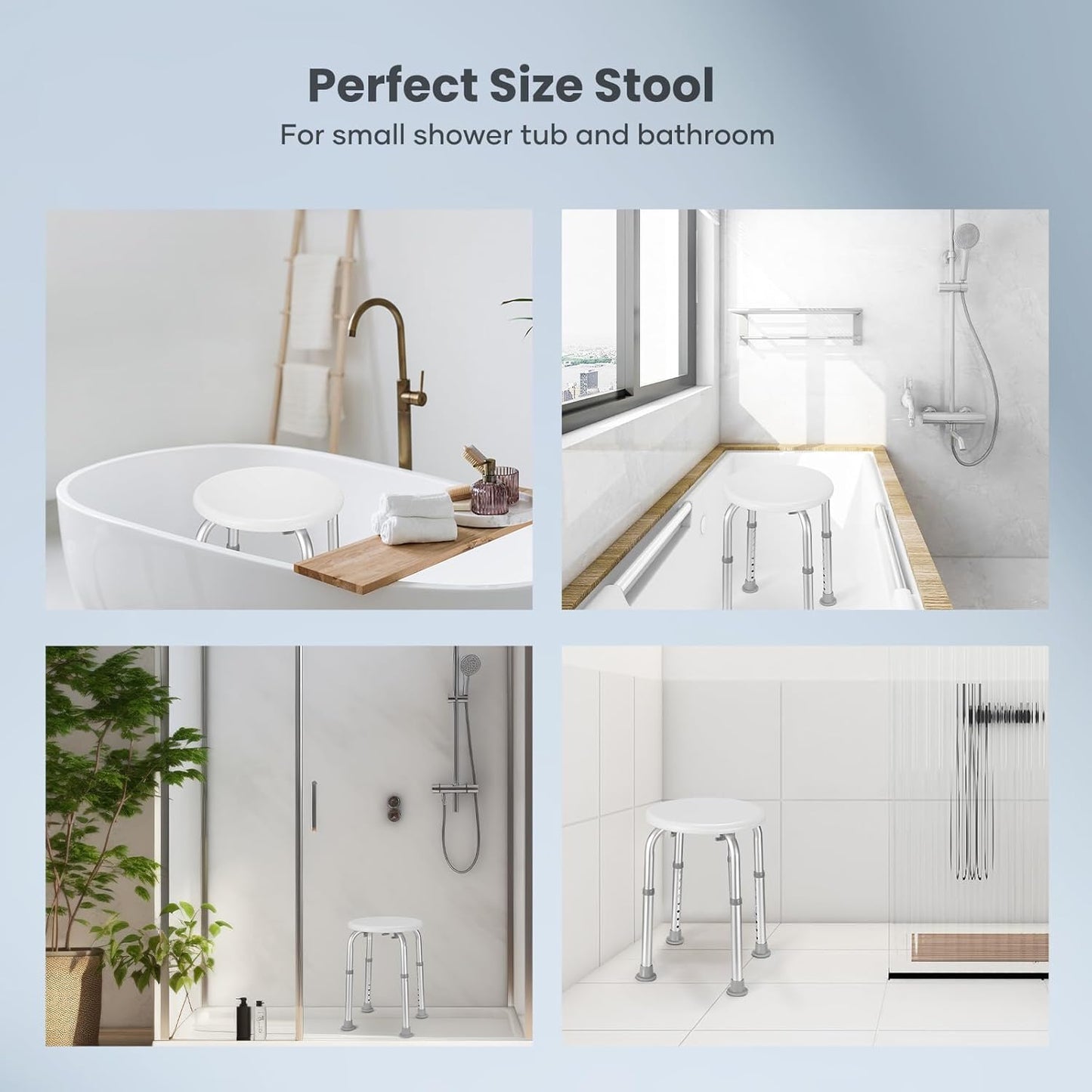 Careboda Adjustable Bath Chair for Inside Shower, Shower Stool with Upgraded Stainless Steel