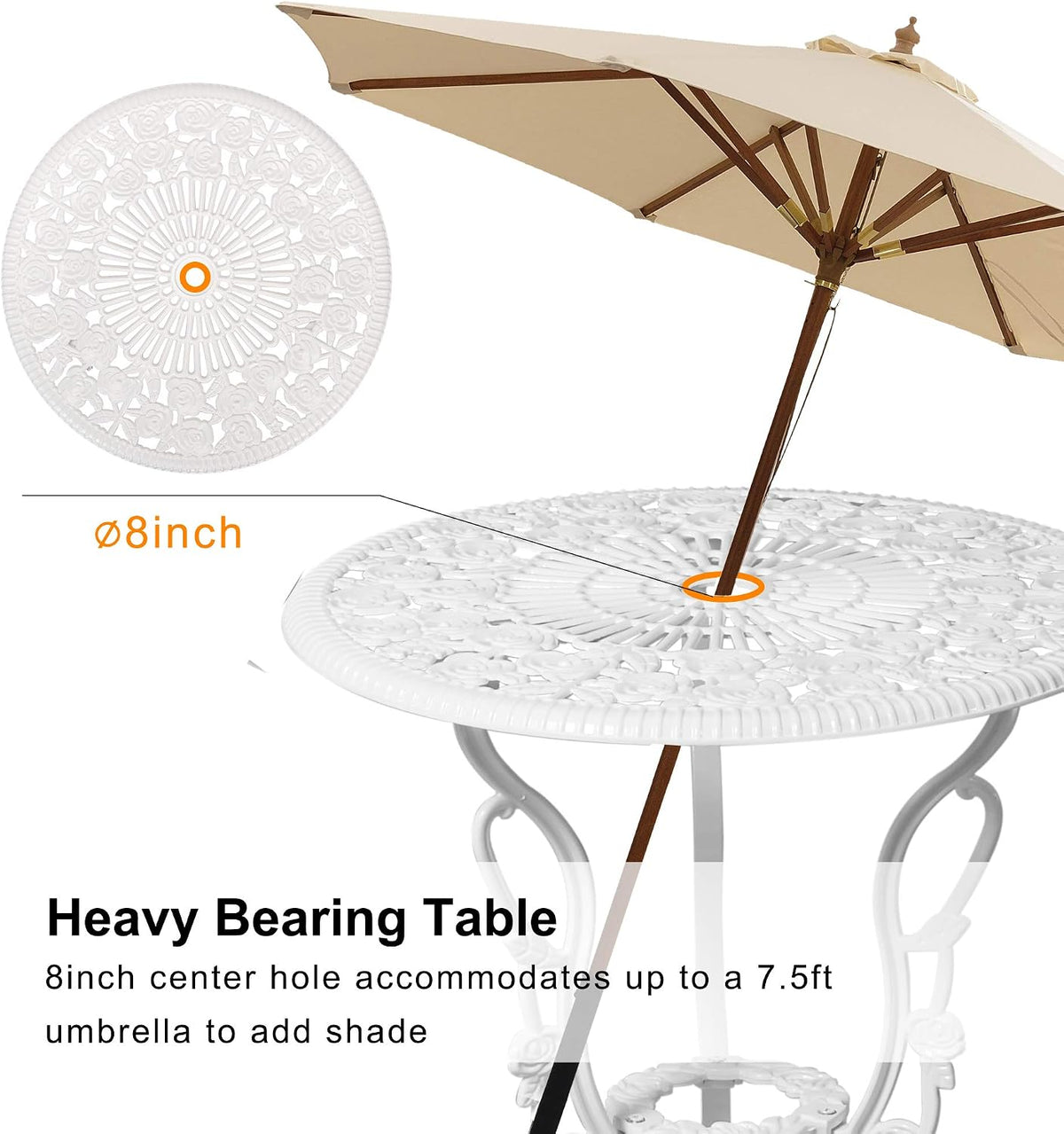 HOMEFUN Bistro Table and Chairs Set of 2 Outdoor 3 Patio Set, Rose White