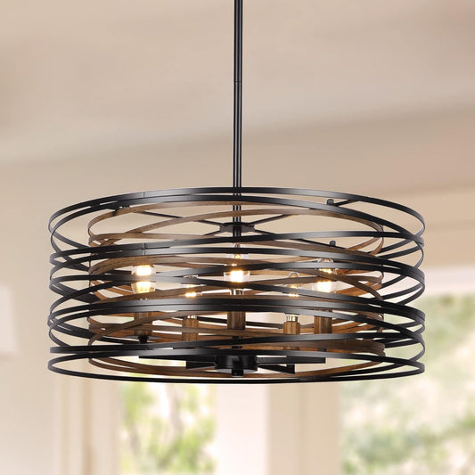 Farmhouse Dining Room Light Fixture, 5-Light Round Metal Kitchen Light Fixtures Antique Chandelier