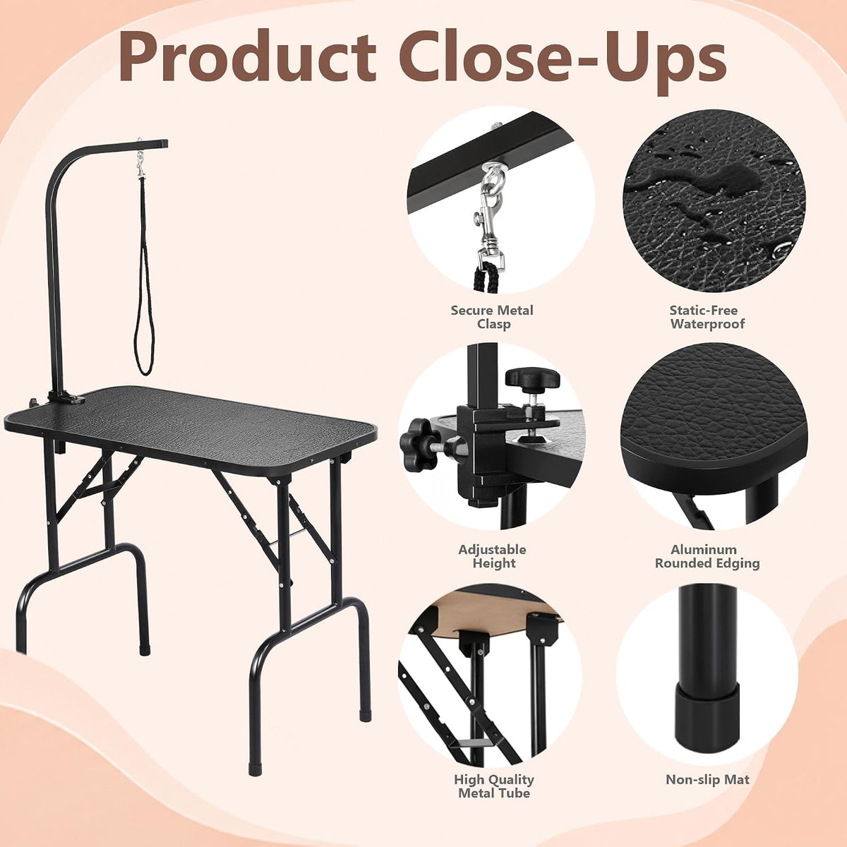 Yaheetech 32in Foldable Pet Dog Grooming Table with Adjustable Height